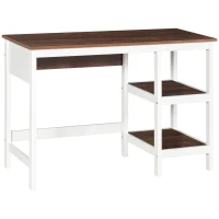 HOMCOM Computertisch Multimedia 110L x 48B x 76H cm 2 seitliche Regale MDF E1 Eiche Weiß(m-1)