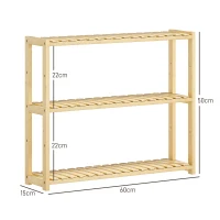 HOMCOM Etajeră de Baie cu 3 Rafturi Reglabile pe 5 Nivele, Dulap de Depozitare din Bambus, 60x15x50 cm, Lemn Natural(m-3)