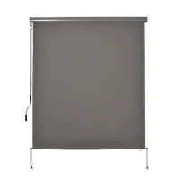 Outsunny Marquise Verticale Marquise de Balcon Brise-Vent Store Latéral Pare-Vue avec Manivelle Tissu en Polyester + Aluminium Gris 250 x 160 cm(m-1)