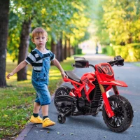 AIYAPLAY Moto cross électrique pour enfants 3-8 ans, batterie 6 V, 2 moteurs, klaxon et roues d'entraînement, charge 30KG, rouge(m-2)