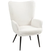 HOMCOM Fauteuil rembourré, design moderne, 71x77x102cm, Crème(m-1)