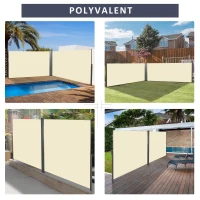 Outsunny Doppelter seitlicher ausziehbarer Sichtschutz Store 6L x 1,80H m Polyester Anti-UV Creme(m-4)