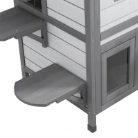 PawHut Maison pour Chats Cabane pour Chats Niche, 2 Étages, résistante aux intempéries, 78,1 cm x 55,2 cm x 90,8 cm, Blanc + Gris clair(m-5)