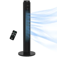 HOMCOM Turmventilator mit 12-Stunden-Timer, Schlafmodus, 4 Modi und 3 Geschwindigkeiten, 70° Schwenkung, 31,5 x 31,5 x 96 cm Schwarz(m-6)
