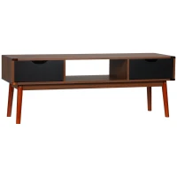 HOMCOM TV-Möbel TV-Bank mit Aufbewahrung für Bildschirme bis zu 50 Zoll TV-Ständer aus Holz für Wohnzimmer Schlafzimmer Nussbaumoptik(m-1)