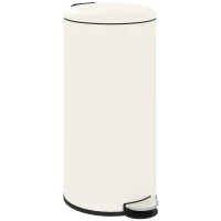 HOMCOM Poubelle 30L, poubelle à pédale, couvercle verrouillable, pédale, résistant aux taches, Blanc crème(m-6)