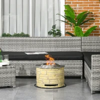 Outsunny Brasero sans fumée, portable, résistant aux intempéries, avec tapis de protection, boîtier en métal, Ø52 x 39 cm, Jaune(m-2)