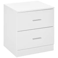 HOMCOM Nachttisch mit 2 Schubladen, Griff aus Aluminiumlegierung, zeitgenössischer Stil, 45 x 39,5 x 49 cm, Weiß(m-6)