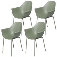 Outsunny Ensemble de 4 chaises de jardin, avec dossier haut/accoudoirs, résistant aux intempéries, jusqu'à 120 kg, plastique/métal, Vert(m-1)