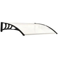 Outsunny Marquise de porte 75 x 100 cm Auvent en pente en polycarbonate Blanc(m-6)