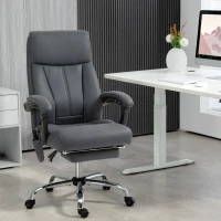 Vinsetto Fauteuil de bureau avec fonction de massage et chauffage, repose-pieds, jusqu'à 120 kg, Gris foncé(m-2)