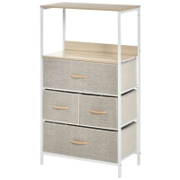 HOMCOM Schubladenkommode mit 4 herausnehmbaren Schubladen und 1 Regal 58 x 29 x 103 cm Grau Weiß