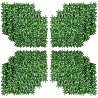 Outsunny Künstliche Lorbeerhecke Sichtschutz Wandverkleidung 12 Paneele 50 x 50 cm erweiterbares Gitter realistisches PE-Blattwerk in Grün(m-6)