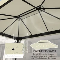 Outsunny Paviljoen Vervangingsdak, 3 x 4 m, Vervangzeil met Waterafvoergaten, Polyester, Zonbescherming, UPF30+, Crèmewit(m-4)