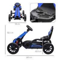 HOMCOM Go Kart Pedal Go Kart avec marche arrière et avant, pour enfants de 3 à 8 ans, Bleu + Noir(m-3)