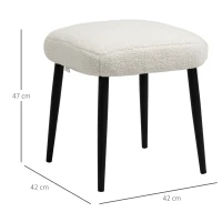 Aosom Tabouret, Tabouret en imitation cachemire, Repose-pieds, Crème-Blanc(m-3)