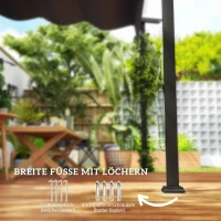 Outsunny Pavillon, 3 x 3 m Pergola, Winddichtes Terrassendach, Wandmontage, Verstellbares Dach, für Garten, Terrasse, Dunkelgrau(m-6)
