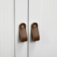 kleankin Niedriger Badezimmerschrank mit großem Fach, Doppeltürschrank in Weiß und Natur(m-5)