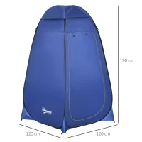 Outsunny Tente de toilette pop-up, tente de douche mobile pour camping, cabine d'essayage avec compartiment intérieur, cabine de douche, cabine d'essayage, imperméable, polyester, bleu foncé, 120 x 120 x 190 cm(m-3)