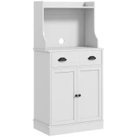HOMCOM Mikrowellenregal für die Küche mit offenem Raum, 1 Schublade und 2 Türen 61 x 35 x 125,4 cm weiß(m-1)