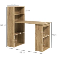 HOMCOM Computertisch mit Regal Büroecke angrenzendes Bücherregal Multi-Aufbewahrung Eiche(m-3)
