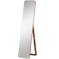 HOMCOM Rechteckiger Freistehender und Wandmontierbarer Spiegel dim. 37B x 43T x 156H cm MDF Hellbrauner Nussbaum-Look