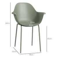 Outsunny Ensemble de 4 chaises de jardin, avec dossier haut/accoudoirs, résistant aux intempéries, jusqu'à 120 kg, plastique/métal, Vert(m-3)