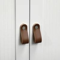 kleankin Unterschrank 2 Türen verstellbares Regal 2 Ebenen innen Griffe aus PU 60 x 30 x 60 cm weiß(m-5)