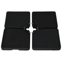 Outsunny Sonnenschirmständer Sonnenschirmfuß 4 Platten aus strapazierfähigem HDPE - Zum Befüllen mit Wasser oder Sand bis zu 60/70 kg - Abmessung 100 x 100 x 6,8 cm Schwarz(m-1)