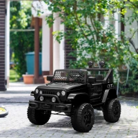 HOMCOM Elektrisches 4x4 Kinderauto 12V mit Fernbedienung, Scheinwerfern und Hupe - 3-6 Jahre - schwarz(m-2)