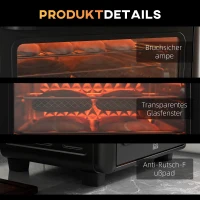 HOMCOM Mini Four, Friteuse à Air Chaud, 40-220°C, 12 Programmes, Accessoires, Noir(m-4)