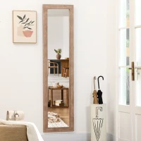 HOMCOM Großer rechteckiger Spiegel mit Holzrahmen zum Aufhängen oder Aufstellen 160 x 39,8 cm hellbraun(m-2)