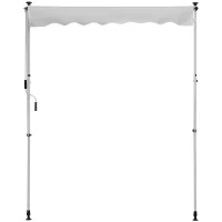 Outsunny Manueller ausziehbarer Markisenstore 2L x 1,5B x 1,7-2,8H m einstellbare Neigung schnelle Installation Balkonmarkise ohne Bohren Metall Aluminium Polyester Weiß(m-5)