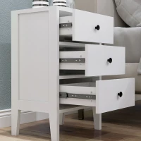 HOMCOM Set aus 2 Nachttischen, Beistelltische, 3 Schubladen für Schlafzimmer aus Holz, 40B x 30T x 64H cm, Weiß(m-4)