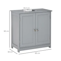 kleankin Badezimmer-Unterschrankmöbel - Waschtischmöbel - Schrank 2 Türen mit Regal 60L x 30B x 60H cm - in grauem Holz(m-3)