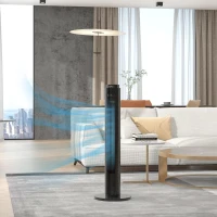 HOMCOM Turmventilator mit 12-Stunden-Timer, Schlafmodus, 4 Modi und 3 Geschwindigkeiten, 70° Schwenkung, 31,5 x 31,5 x 96 cm Schwarz(m-2)