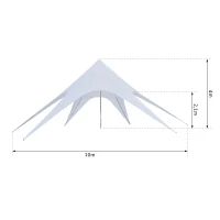 Outsunny XXL Garten Zelt in Sternform Regenschutz Überdachung Camping Zelt 10L x 10l x 4H m Dichtes wasserdichtes 210D-Polyester Hellblau(m-3)