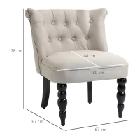 HOMCOM Fauteuil Vintage Chaise de Repos Fauteuil Rembourré Chaise de Salle à Manger Revêtement en Lin Cadre en Bois Beige+Noir 67 x 67 x 78 cm(m-3)