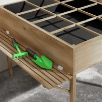 Outsunny Rechteckiges Hochbeet auf Beinen - 12 Fächer - klappbare Seitentabletts und Vliesstofffilm(m-4)