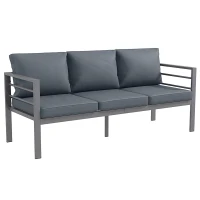Outsunny Gartensofa 3-Sitzer mit Sitz- und Rückenkissen - Outdoor-Sofa aus Aluminium 185L x 66B x 64H cm(m-6)