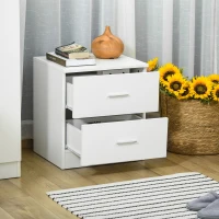 HOMCOM Nachttisch mit 2 Schubladen, Griff aus Aluminiumlegierung, zeitgenössischer Stil, 45 x 39,5 x 49 cm, Weiß(m-5)