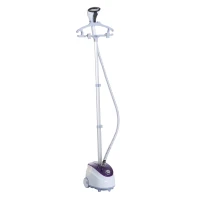 HOMCOM Dampfgarer vertikal Dampfbügler für Kleidung 1,8 L 1800 W Dampffluss 30 g/min teleskopischer Ständer weiß violett(m-1)