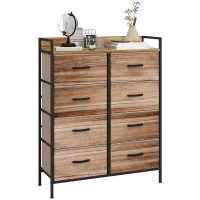 HOMCOM Möbel Rangement Kommode 8 Schubladen aus abnehmbarem Stoff, obere Ablage und Stahlrahmen 79L x 29B x 101H cm(m-6)