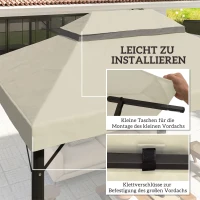 Outsunny Paviljoen Vervangingsdak, 3 x 4 m, Vervangzeil met Waterafvoergaten, Polyester, Zonbescherming, UPF30+, Crèmewit(m-5)