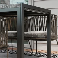 Outsunny Rechteckiger Gartentisch für 4 Personen aus Metall mit Rattan-Effekt PE Geflechtplatte, Maße 120L x 70B x 72H cm(m-4)