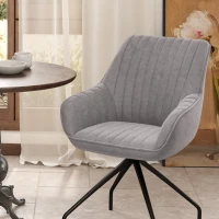 HOMCOM Fauteuil pivotant avec accoudoir, Chaise d'appoint moderne avec pieds en métal pour salon, chambre, bureau, Gris(m-5)