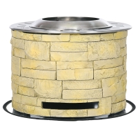Outsunny Brasero sans fumée, portable, résistant aux intempéries, avec tapis de protection, boîtier en métal, Ø52 x 39 cm, Jaune