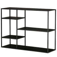 HOMCOM Étagère de rangement étagère à livres étagère de stockage étagère de fichiers avec 5 étagères ouvertes étagère de cuisine en métal Noir 120 x 35 x 87,5 cm