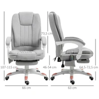 Fauteuil de Massage Vinsetto, Fauteuil de Bureau, Chaise de Jeu, Polyester, Mousse, Nylon, Gris, 66 x 63 x 107-115 cm(m-3)