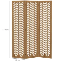HOMCOM Paravent aus durchbrochenem Holz, faltbarer Innenraum-Trennwand, 3-teilig aus Holz 120 x 170 cm natur(m-3)